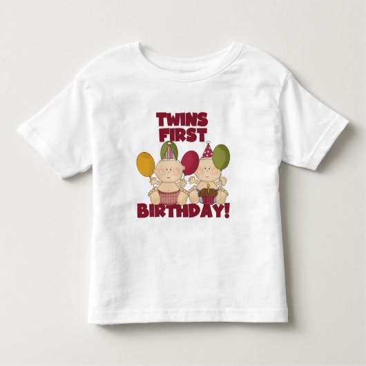 Twins 1. Geburtstag - Jungen T - Shirt und Geschen (Vorderseite)