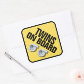 Twins an Bord - Twin Turbo Quadratischer Aufkleber (Umschlag)