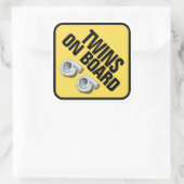 Twins an Bord - Twin Turbo Quadratischer Aufkleber (Tasche)