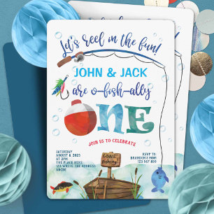 Twins Angelschüler 1. Geburtstag O-Fisch-allesamt Einladung