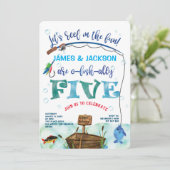 Twins Angelschüler 5. Geburtstag Einladung (Stehend Vorderseite)