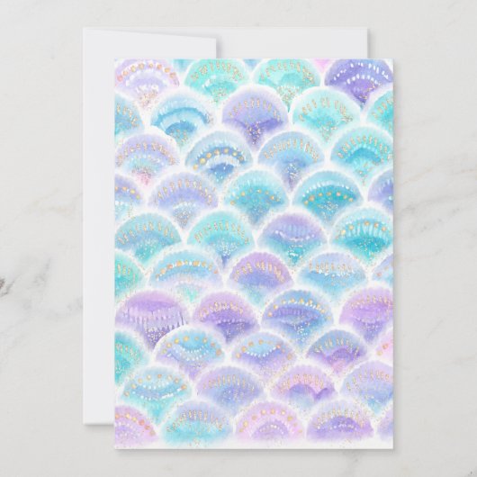Twins | Aquarell Glitzer Mermaid Birthday Einladung (Rückseite)