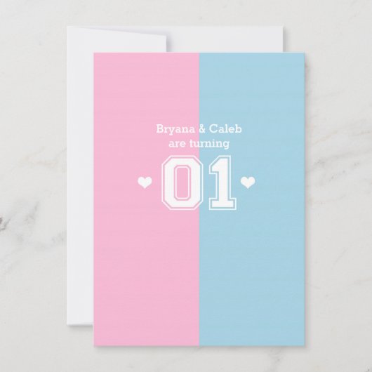 Twins Athletic 01 1. Geburtstag Party Einladungen (Vorderseite)