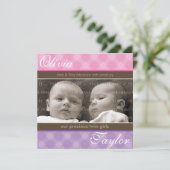 TWINS BABY ANKÜNDIGUNG: Harmonie 4SQ Ankündigung (Stehend Vorderseite)