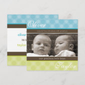 TWINS BABY ANNOUNCEMENT :: harmony 3SQ Einladung (Vorne/Hinten)