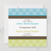 TWINS BABY ANNOUNCEMENT :: harmony 3SQ Einladung (Rückseite)