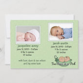 Twins Baby Announctions Cards Ankündigung (Vorderseite)