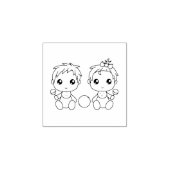 Twins Baby Boy Girl 1x1 Gummistempel (Prägung)
