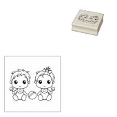 Twins Baby Boy Girl Color Me Gummistempel (Stempel)