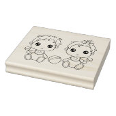 Twins Baby Boy Girl Coloring Page Gummistempel (Stempel)