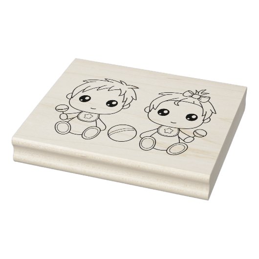 Twins Baby Boy Girl Coloring Page Gummistempel (Stempel)