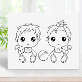 Twins Baby Boy Girl Coloring Page Gummistempel