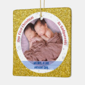 Twins Baby Boys 1. Weihnachten als Godeltern 2 Fot Keramikornament (Links)