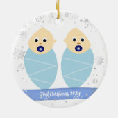 Twins Baby Boys 1. Weihnachten Großeltern Fotos Keramik Ornament (Hinten)