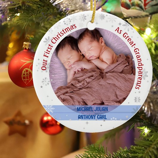 Twins Baby Boys 1. Weihnachten Großeltern Fotos Keramik Ornament