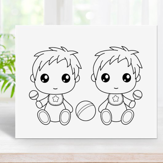 Twins Baby Boys Coloring Page Gummistempel