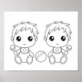 Twins Baby Boys Coloring Page Poster (Vorne)