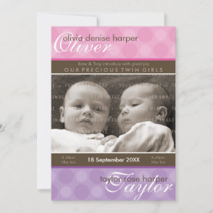 TWINS BABY DANKE: Harmonie 4P Dankeskarte