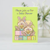 Twins Baby Dusche - Baby Duschkarte für Twins Einladung (Stehend Vorderseite)