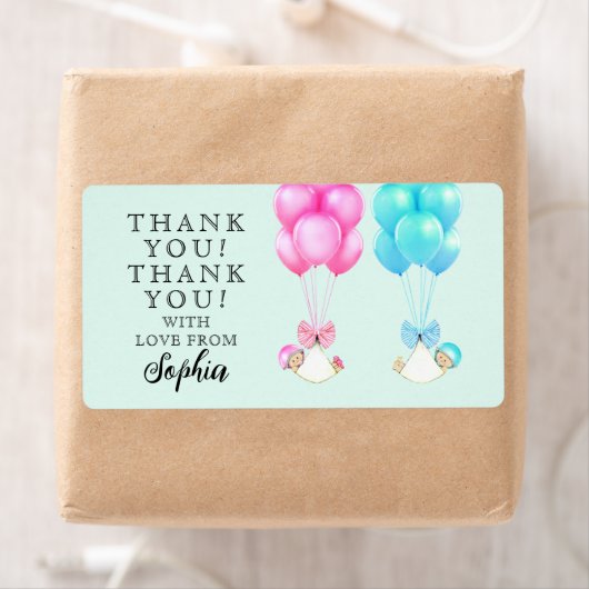 Twins Baby Dusche Danke Label (Insitu)