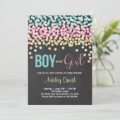 Twins Baby Dusche Einladung pink blauer Junge Mädc (Stehend Vorderseite)