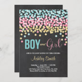 Twins Baby Dusche Einladung pink blauer Junge Mädc (Vorne/Hinten)