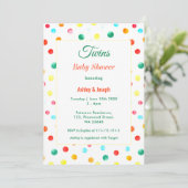 Twins Baby Dusche farbenfroh Fiesta Confetti Einladung (Stehend Vorderseite)