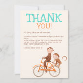 Twins Baby Dusche Niedlicher Affe Doppelstörung Dankeskarte (Vorderseite)