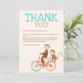 Twins Baby Dusche Niedlicher Affe Doppelstörung Dankeskarte (Stehend Vorderseite)