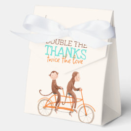 Twins Baby Dusche Niedlicher Affe Doppelstörung Geschenkschachtel