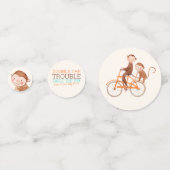 Twins Baby Dusche Niedlicher Affe Doppelstörung Konfetti (Rückseiten)