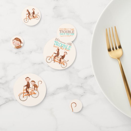 Twins Baby Dusche Niedlicher Affe Doppelstörung Konfetti (Gruppe)