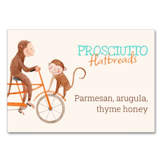 Twins Baby Dusche Niedlicher Affe Doppelstörung Tischnummer (Vorderseite)