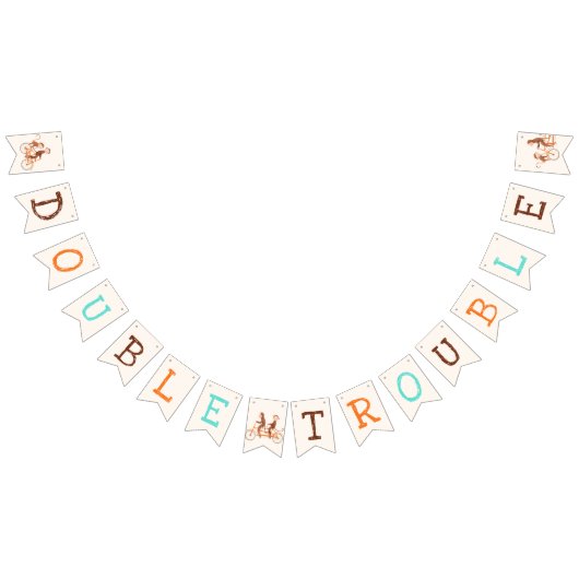 Twins Baby Dusche Niedlicher Affe Doppelstörung Wimpelkette (Alle)