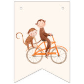 Twins Baby Dusche Niedlicher Affe Doppelstörung Wimpelkette (Erste Fahne)