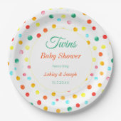 Twins Baby Duwer farbenfrohe Dots Muster Pappteller (Vorderseite)