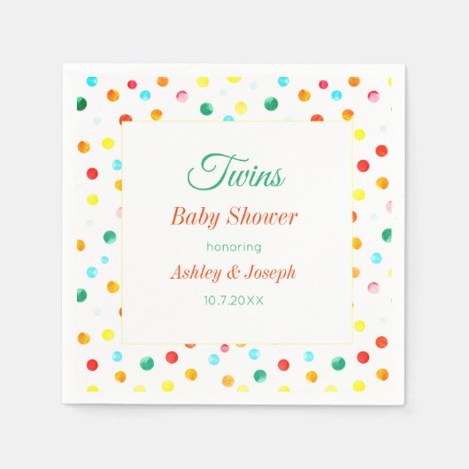 Twins Baby Duwer farbenfrohe Dots Muster Serviette (Vorderseite)