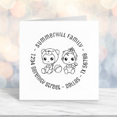 Twins Baby Girl Bear Familienadresse Permastempel
