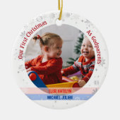 Twins Baby Girl Boy 1. Weihnachten als Godeltern F Keramik Ornament (Vorne)