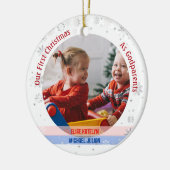 Twins Baby Girl Boy 1. Weihnachten als Godeltern F Keramik Ornament (Links)