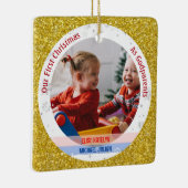 Twins Baby Girl Boy 1. Weihnachten als Godeltern F Keramikornament (Rechts)