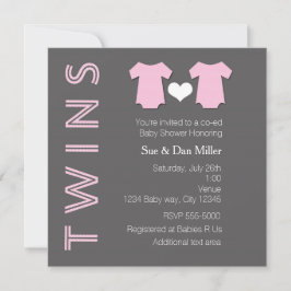TWINS Baby Girl Twin Pink Baby Dusche Einladung
