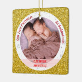 Twins Baby Girls 1. Weihnachten als Godeltern 2 Fo Keramikornament (Links)