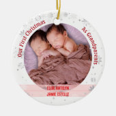 Twins Baby Girls 1. Weihnachten als Großeltern 2 F Keramik Ornament (Vorne)