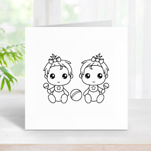 Twins Baby Girls Color Me Gummistempel