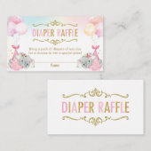 Twins Baby Girls Elephant Diaper Raffle Ticket Begleitkarte (Vorne/Hinten)