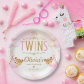 Twins Baby Girls Niedlich Bears Balloons Babydusch Pappteller (Party)