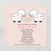 Twins Baby Lambs Baby Shower Einladungen Mädchen (Vorne/Hinten)
