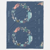 Twins Baby Milestone Blue Under Sea Animal Fleecedecke (Vorderseite)