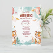 Twins Baby Niedlich Zwei Tiger Babydusche Einladung (Stehend Vorderseite)